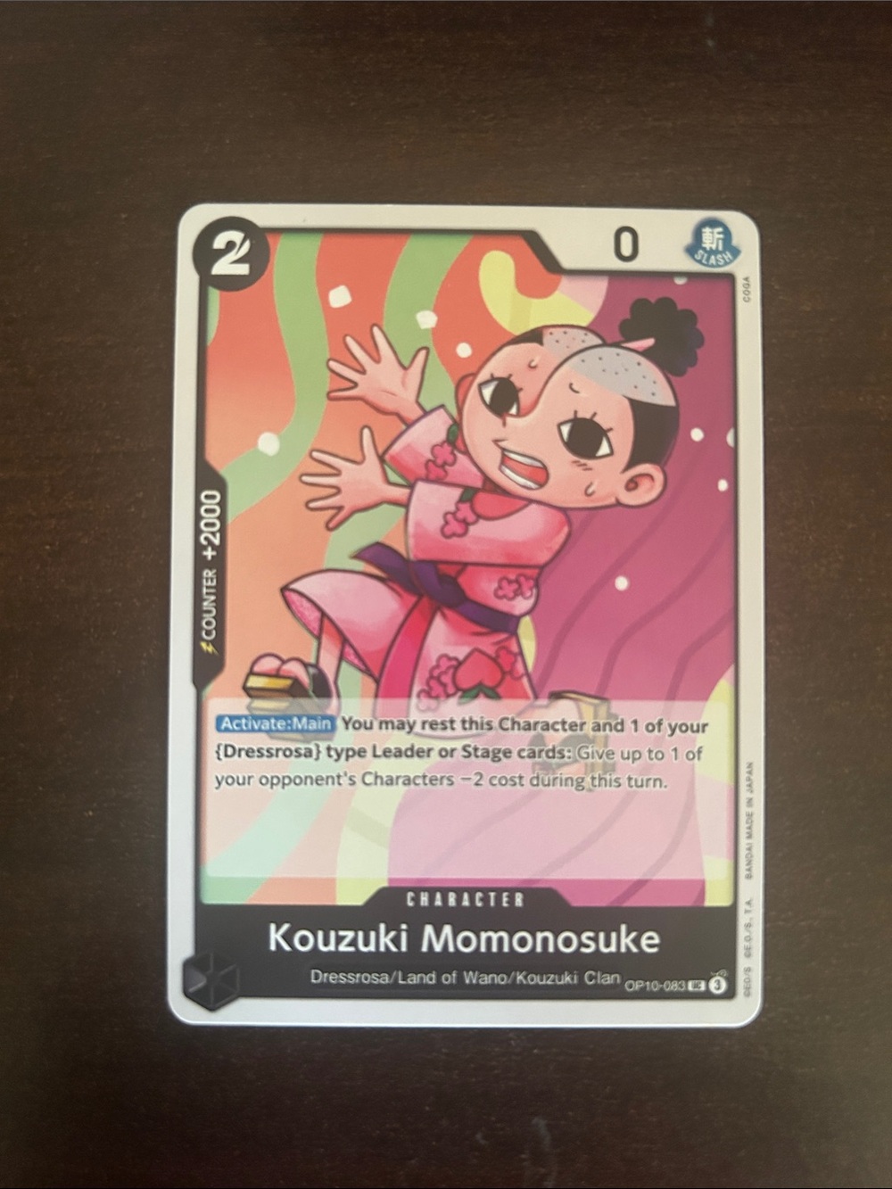 Onepiece Kouzuki Momonosuke Pink and Green Trading Card